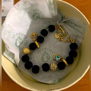 Spartina Black Jeweled Bracelet with charms